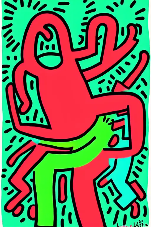 Image similar to colorful illustration of love by keith haring, artistic, eclectic, highly detailed, digital painting, concept art, smooth, sharp focus, illustration, art by keith haring