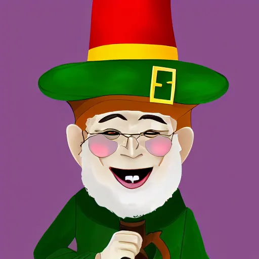 Image similar to a happy wizard leprechaun, digital art