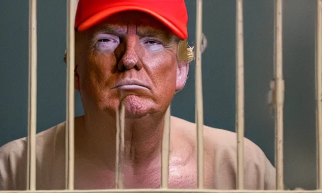 Prompt: full shot of donald trump in a dirty jail cell in guantanamo, by ken loach