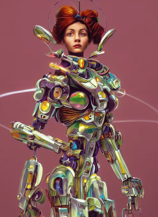 Image similar to an anthropomorphic beautiful mecha female wizard portrait holding a staff wearing colourful robe, fine art, award winning, intricate, elegant, sharp focus, octane render, hyperrealistic, cinematic lighting, highly detailed, digital painting, 8 k concept art, art by jamie hewlett and z. w. gu, masterpiece, trending on artstation, 8 k