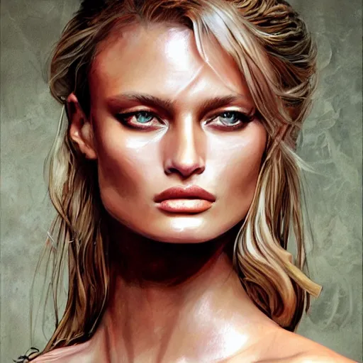 Image similar to portrait young edita vilkeviciute, versace fashion show 2 0 1 1 spring summer, cinematic lighting, art by artgerm and greg rutkowski