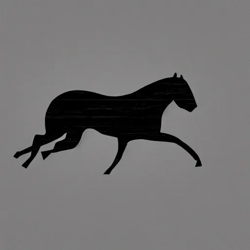 Prompt: an album cover featuring the black outline of a running horse on a white background