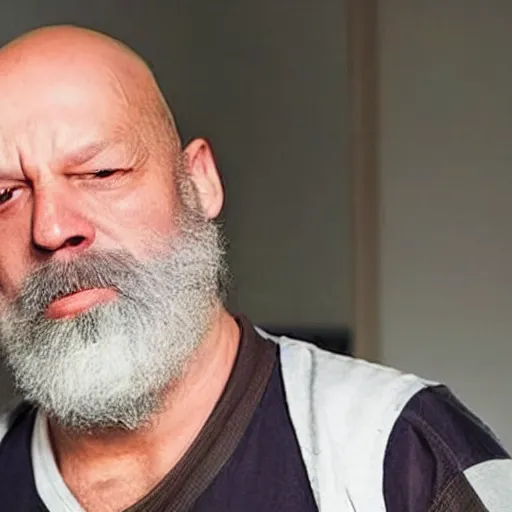 Prompt: A news photograph of a real life man who looks like Homer Simpson