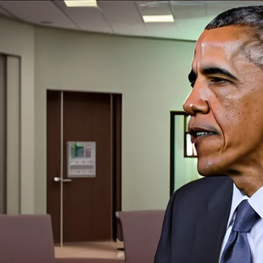 Prompt: Security Footage of Obama in a Bank, 40nm, shallow depth of field, split lighting, 4k,