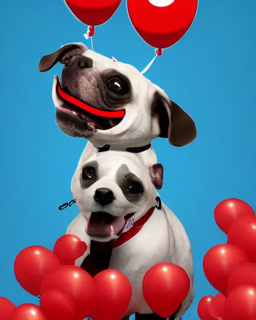 Prompt: target mascot dog bullseye happily surrounded by target logo and red balloons artistic ad campaign hd photo Leica Zeiss trending on artstation flickr