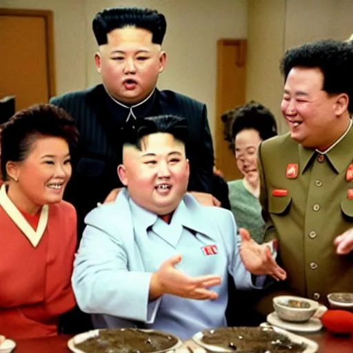 Prompt: Kim Jong Un on a episode of Seinfeld, 1990s sitcom, photographic still, panavision