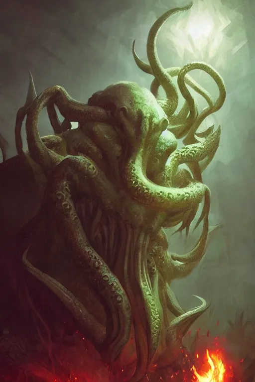 Image similar to cthulhu, digital art, magic the gathering, mtg, by greg rutkowski, trending on artstation