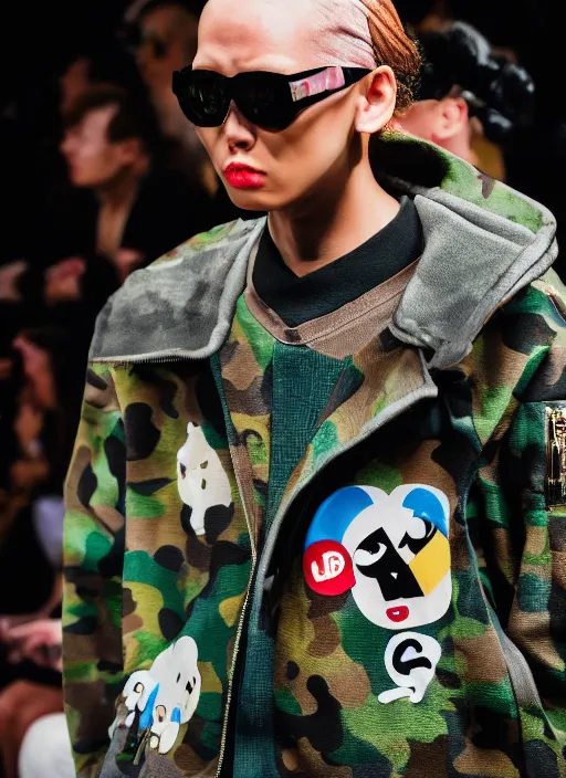 Prompt: hyperrealistic and heavy detailed bape avant garde runway show of movie the fifth element, leica sl 2 5 0 mm, vivid color, high quality, high textured, real life