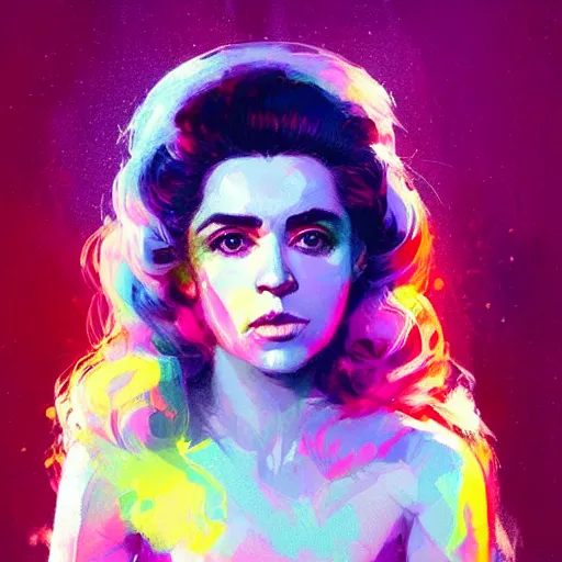 Image similar to portrait of a beautiful marina diamandis electra heart, volume lighting, concept art, by greg rutkowski!!, colorful, xray melting colors!!