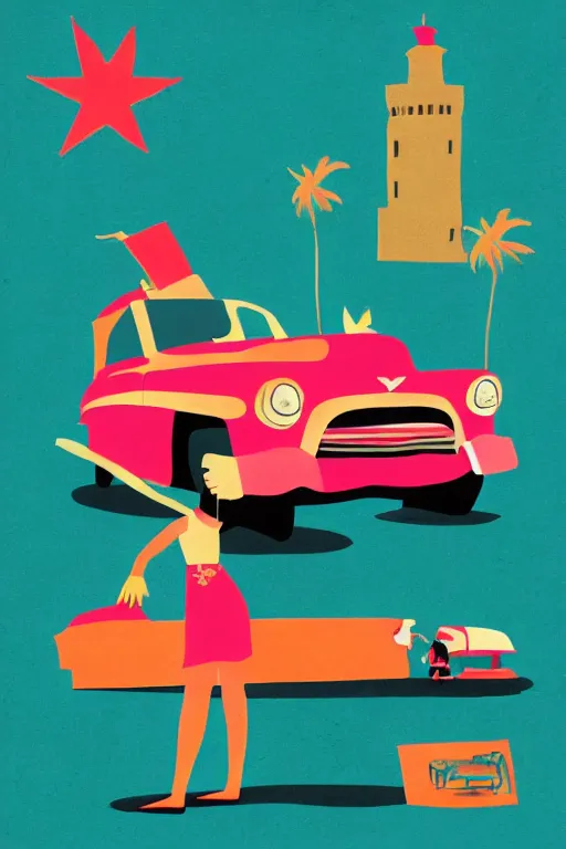 Image similar to cuba, illustration, in the style of katinka reinke