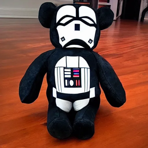 Prompt: a beautiful photo of a plushy darth vader teddy bear, trending on instagram