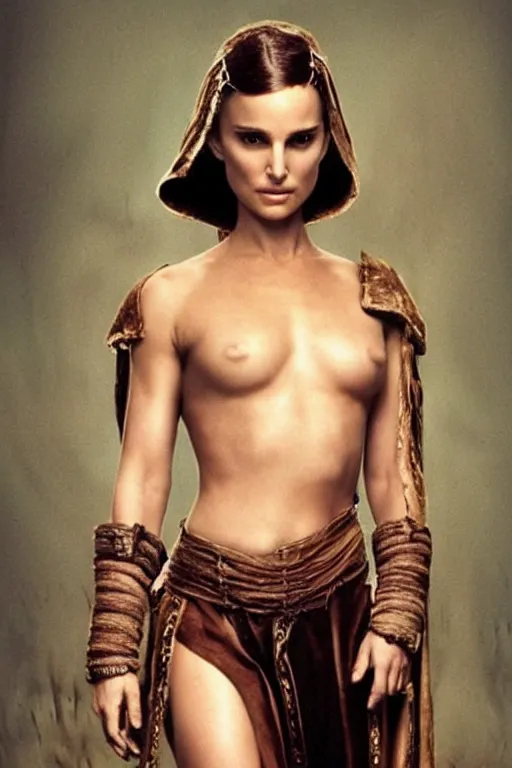 Prompt: Natalie Portman as slave leia