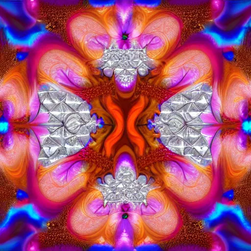 Image similar to fractal diamonds, asymmetrical amalgamation, 8k, HD, hi-fructose, hi-exposure, hyper realistic, inverted color scheme