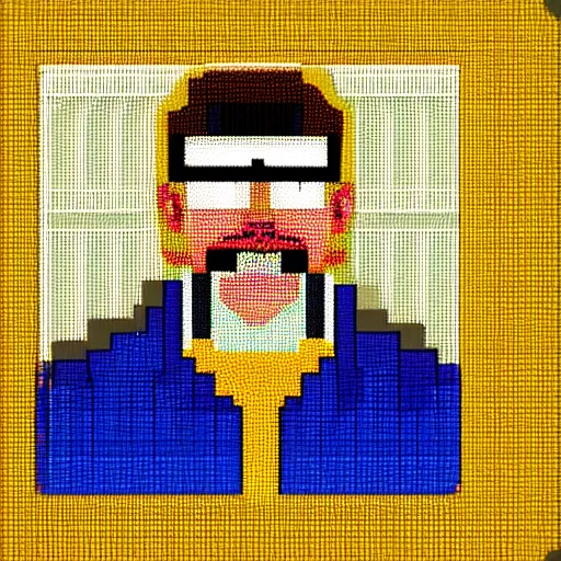 Image similar to portrait of tom sellic, vivid colors, 8 - bit pixel art