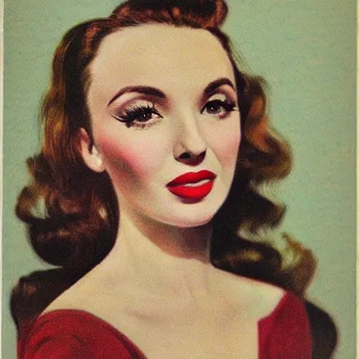 Image similar to “Jodie Comer portrait, color vintage magazine illustration 1950”