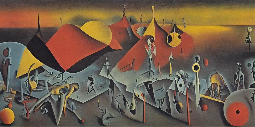 Prompt: surrealist painting by painting by yves tanguy and leonora carrington and max ernst, disease decimating a global population