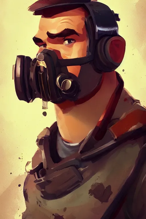 Image similar to beautiful highly detailed realistic stylized character portrait team fortress 2 engineer, detailed character art master portrait by ismail inceoglu, trending on artstation