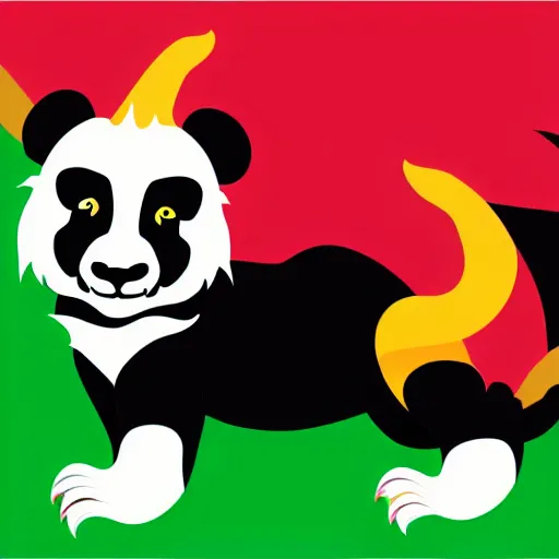 Image similar to vector art of welsh dragon and cute panda mixed, intercrossed, chimera, welsh flag, adobe illustrator