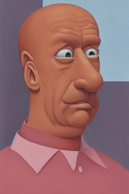 Prompt: geometrical portait of homer simpson by george tooker, by wain louis