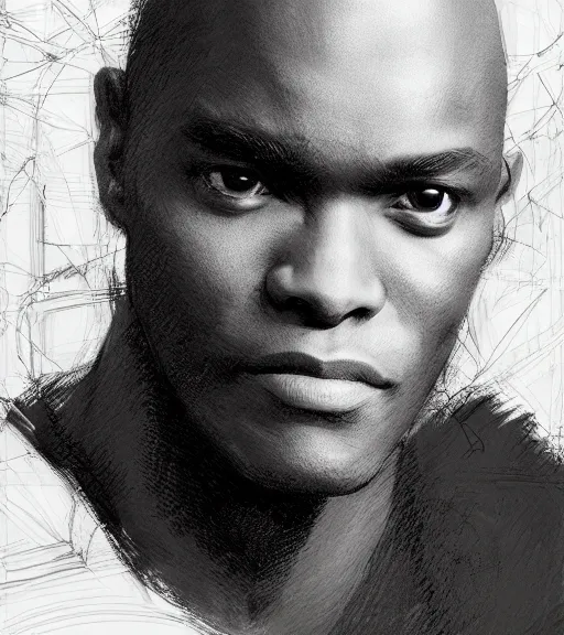 Prompt: portrait of anderson silva, pen and ink, intricate line drawings, by craig mullins, ruan jia, kentaro miura, greg rutkowski, loundraw