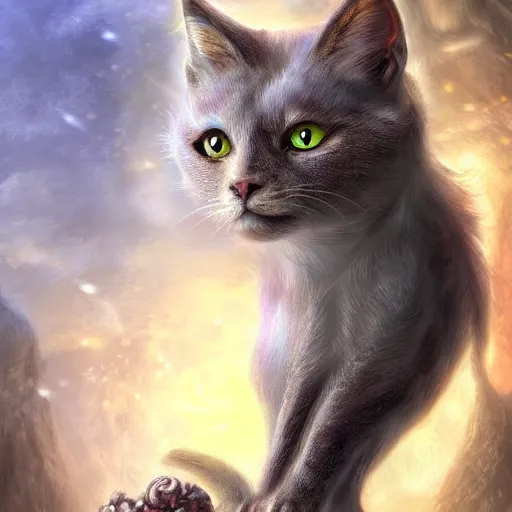 Image similar to fantasy cat, high detail, digital art, beautiful , concept art,fantasy art, 4k