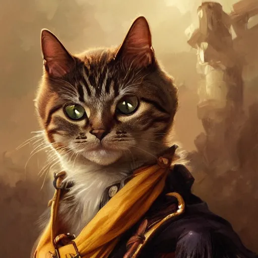 Image similar to Portrait of a Cat as a Pirate, photo, highly detailed oil painting, photorealistic, highly detailed, digital painting, artstation, concept art, smooth, sharp focus, illustration, art by artgerm and greg rutkowski and alphonse mucha