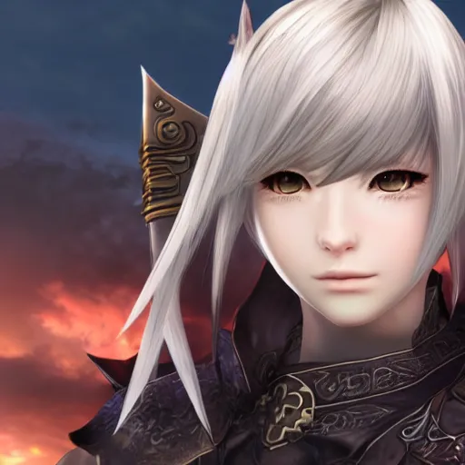 Prompt: a FFXIV character. Final Fantasy 14, portrait, video game screenshot, highly detailed