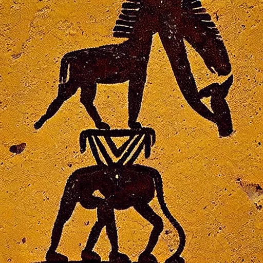 Image similar to great totem, paleolithic cave art