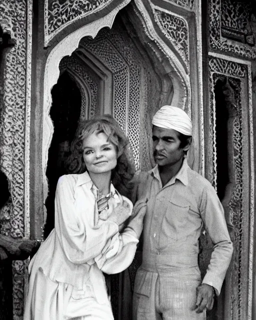 Prompt: tuesday weld visits the taj mahal by margaret brundage