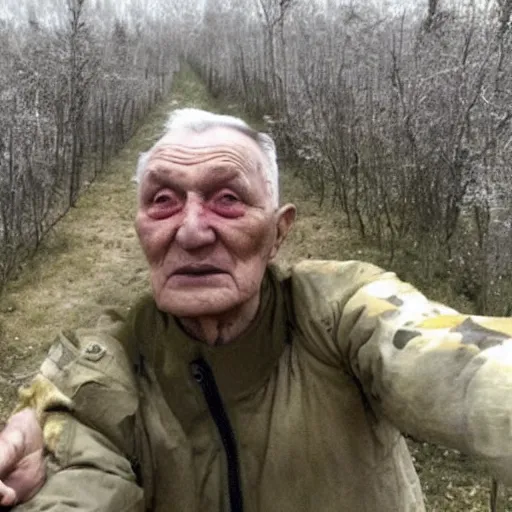 Image similar to the last selfie of the last surviving ukrainian in a nuclear war