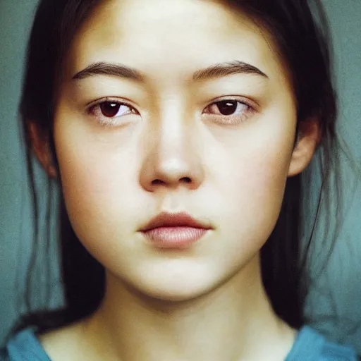 Image similar to a masterpiece portrait photo of a beautiful young woman who looks like an asian mary elizabeth winstead, symmetrical face