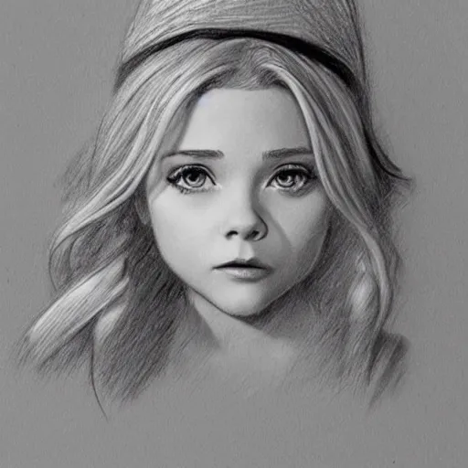 Image similar to milt kahl pencil sketch of chloe grace moretz as snow white