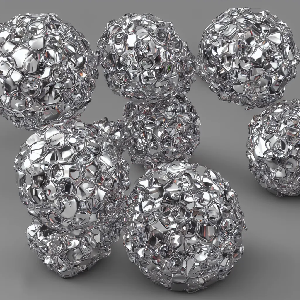 Prompt: chrome spheres on chromatic cube by ayami kojima and John Jude Palencar, glossy finish, CG society