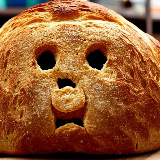 Image similar to bread with a crying human face