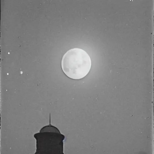 Image similar to the moon's eye opens, historic photograph, creepy