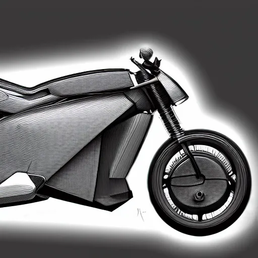 Image similar to drawing of next Gen prototype concept motorcycle, Japanese engineering, blade runner style, 3d, photorealism