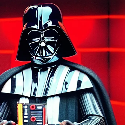 Image similar to rare photo of darth vader giving ted talk