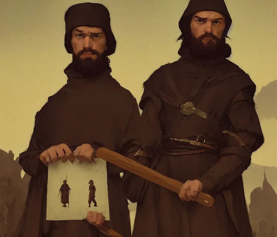 Prompt: simple medieval icon depicting the portrait taras schevchenko. concept art by greg rutkowski, john j. park, jason chan, noah bradley, feng zhu, gintas galvanauskas, gustave courbet, rosa bonheur, edward hopper. sharp focus, cinematic atmosphere, detailed and intricate, perfect anatomy