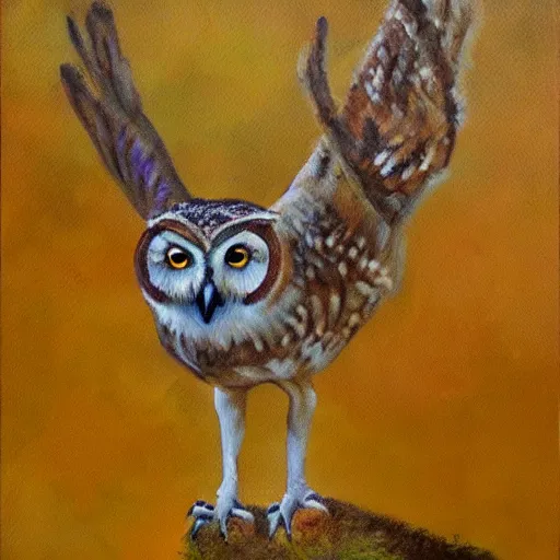 Prompt: impressionist painting of an owl deer hybrid