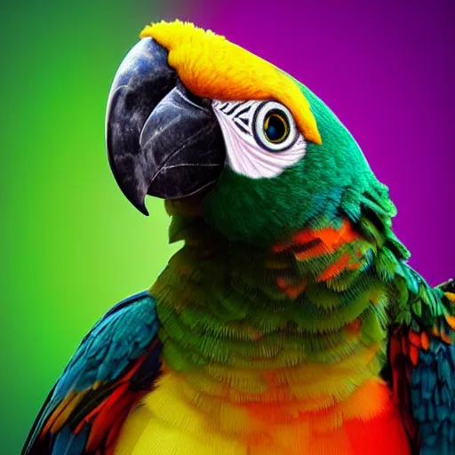 Prompt: a hyper - turbo lazer parrot, very cool, trending on artstation