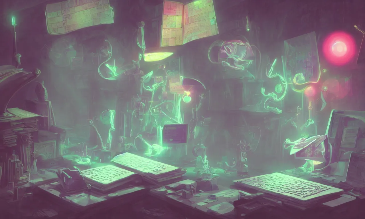 Prompt: workstations, kerberos realm, faked ticket close up, wizard reading a directory, pastel colours ravine, 3 d art, digital illustration, perfect lighting