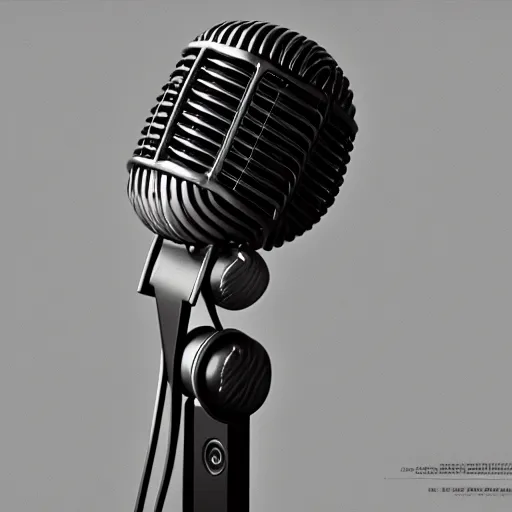 Image similar to a microphone modeling for vogue magazine, object, humanoid, octane render,