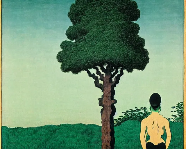 Image similar to deforestation by Magritte, Hokusai, and Rothko