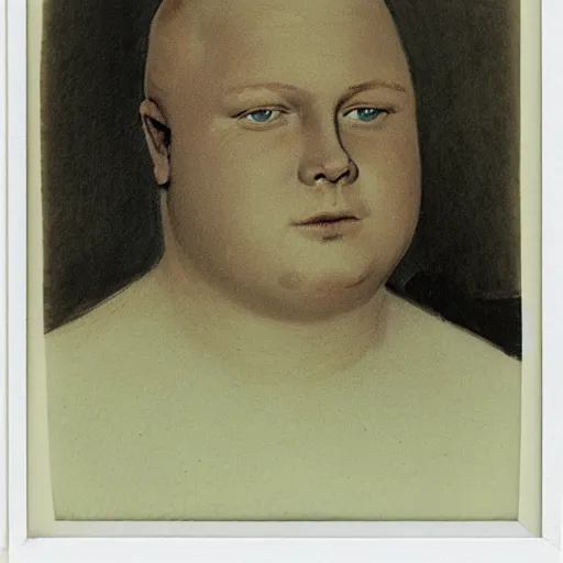 Image similar to bobby hill, portrait, polaroid, by felicien rops