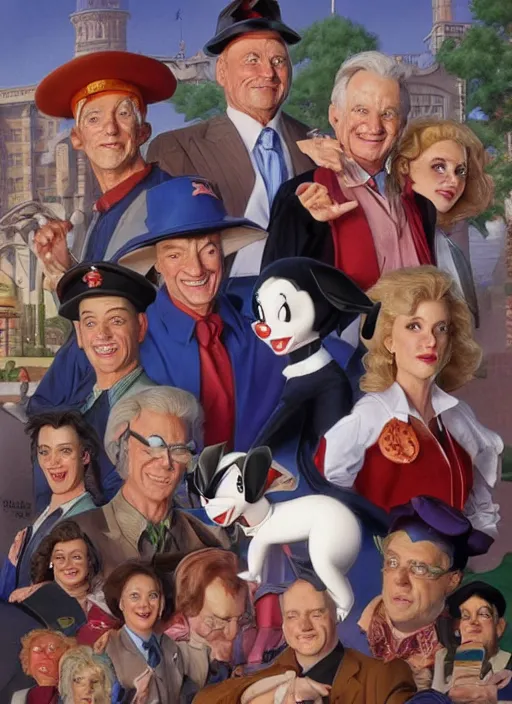 Prompt: portrait of Animaniacs in Society (1989), highly detailed, centered, solid color background, digital painting, artstation, concept art, smooth, sharp focus, illustration, artgerm, donato giancola, Joseph Christian Leyendecker, Les Edwards, Ed Repka, WLOP, Artgerm