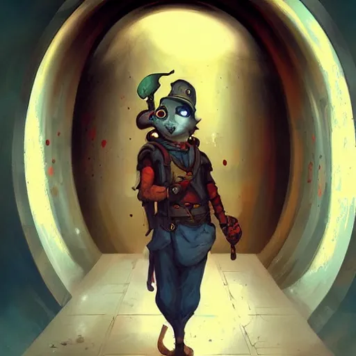 Image similar to beautiful plumber posing in tunnel portrait cinematic by peter mohrbacher