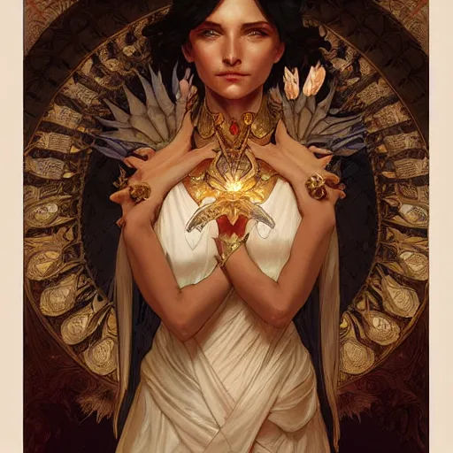 Image similar to phoenix, D&D, fantasy, intricate, elegant, highly detailed, digital painting, artstation, concept art, smooth, sharp focus, illustration, art by artgerm and greg rutkowski and alphonse mucha