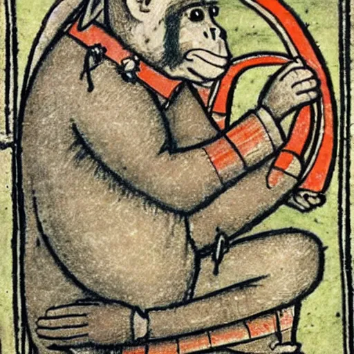 Image similar to medieval drawing of a war monkey