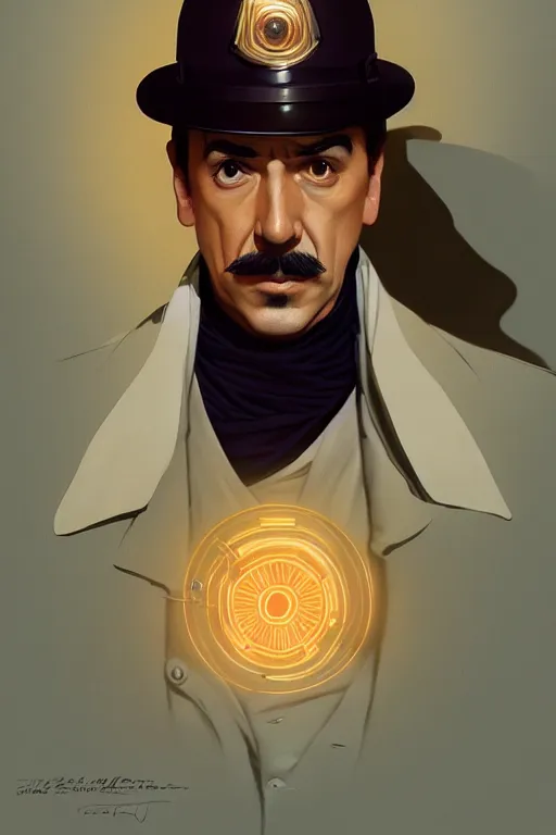 Image similar to Inspector Clouseau as a character, realistic portrait, symmetrical, highly detailed, digital painting, artstation, concept art, smooth, sharp focus, illustration, cinematic lighting, art by artgerm and greg rutkowski and alphonse mucha