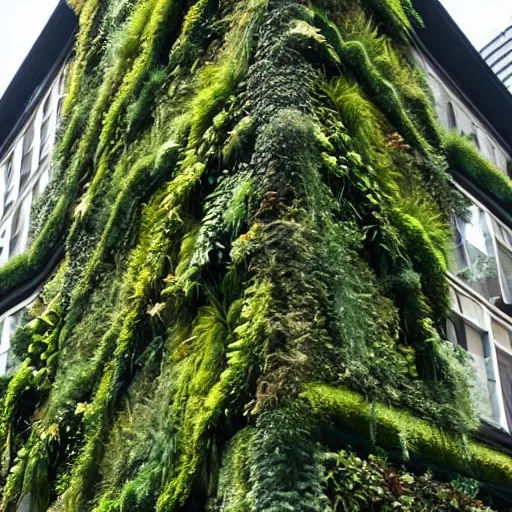 Image similar to a lush living wall on a building made of native new zealand epiphytes and vines